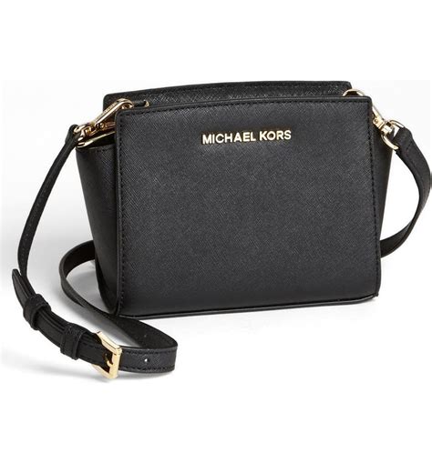 michael kors selma saffiano leather mini messenger black